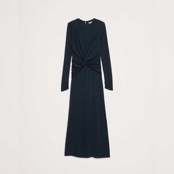 NWT! BANANA REPUBLIC WOMENS BLACK JERSEY KNIT TWIST-FRONT MAXI DRESS💫 - Picture 5 of 13